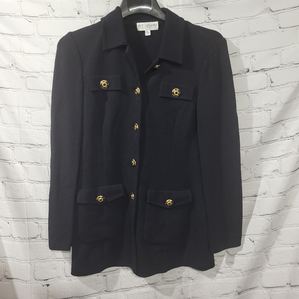 St. John Sweater Blazer with Gold Accents